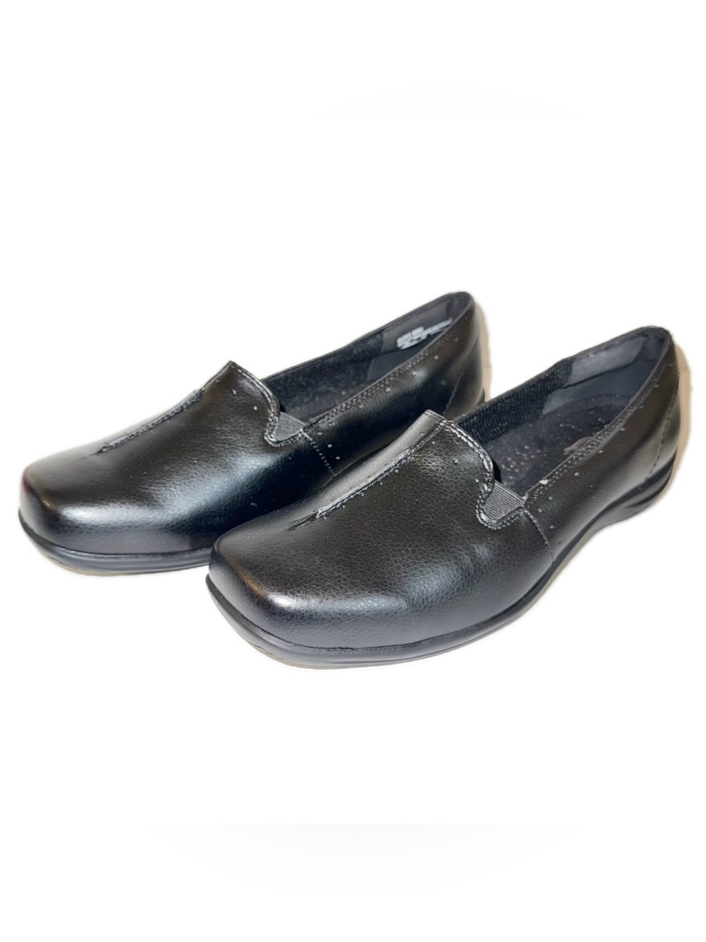 Easy Street Ladies Black “Purpose” Low-Heel Slip-On Comfort Flats Loafers, 9WW
